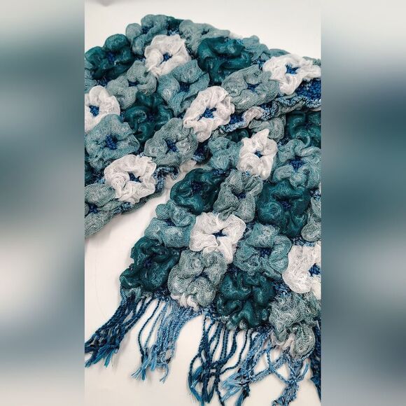 Blue & White  Long Scarf - Picture 8 of 12